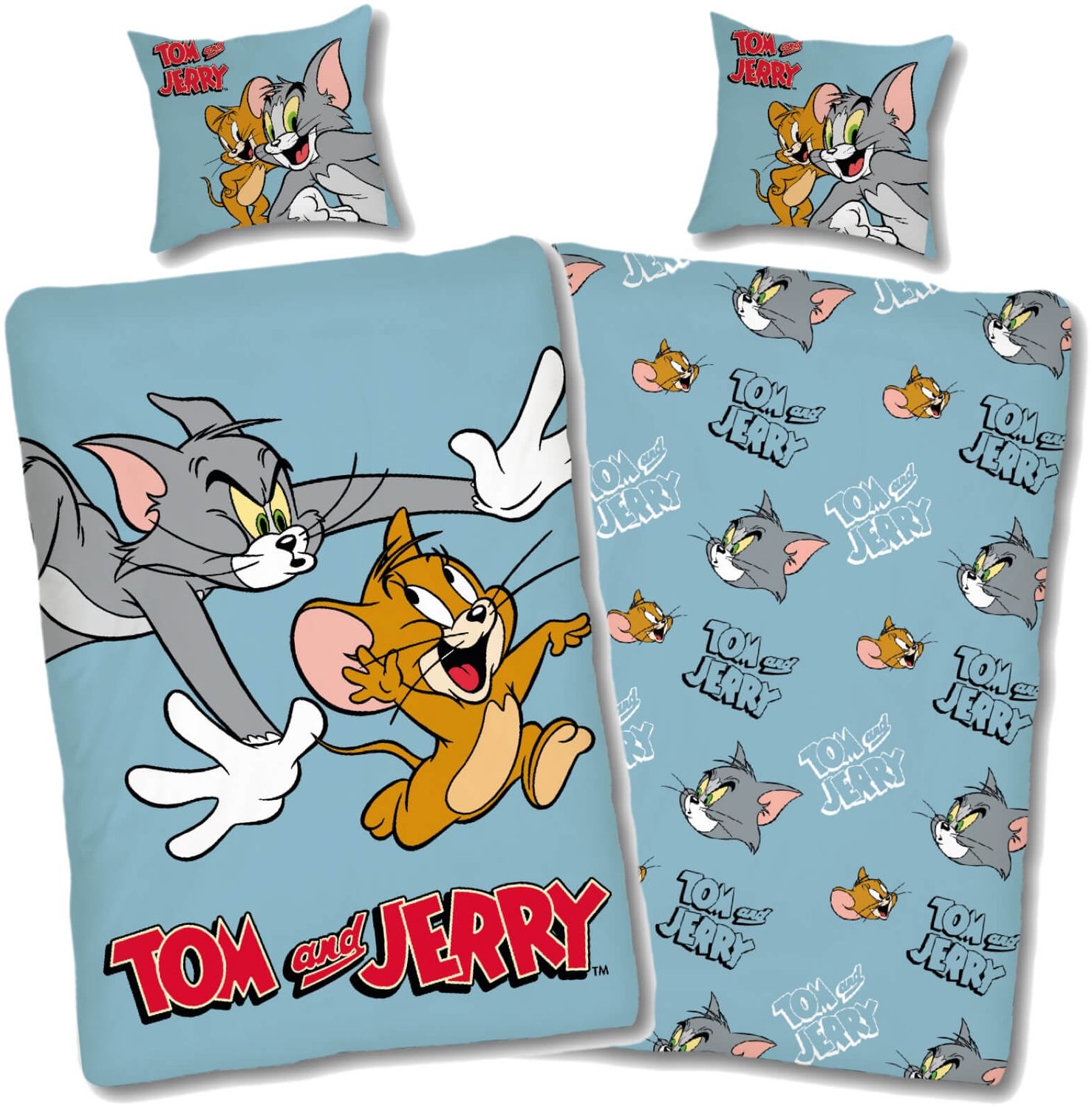 SkyBrands Bettwäsche Tom&Jerry Hellblau Renforcé 135 x 200 + 80 x 80 cm Bild 1