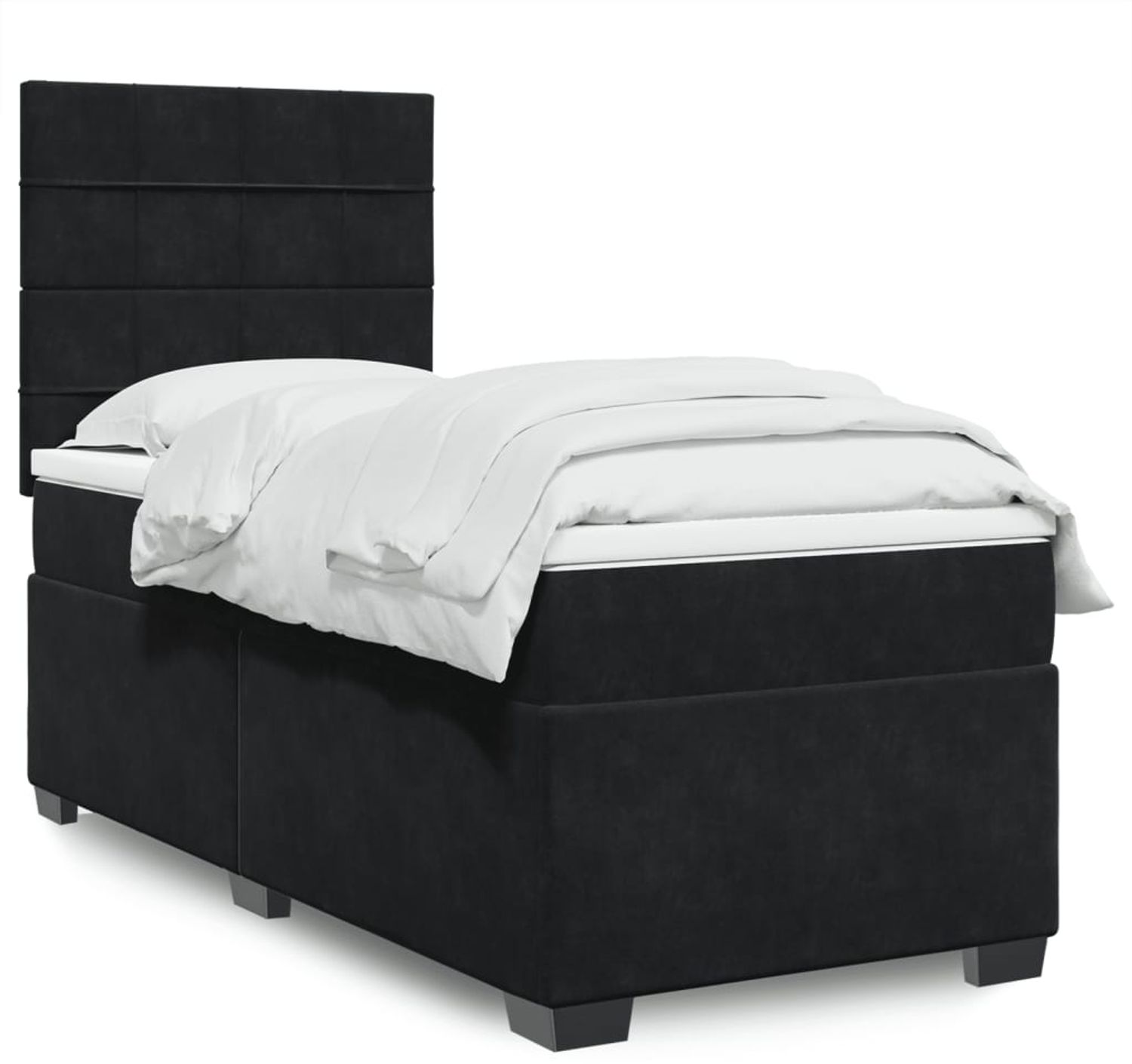vidaXL Boxspringbett mit Matratze Schwarz 80x200 cm Samt 3290764 Bild 1