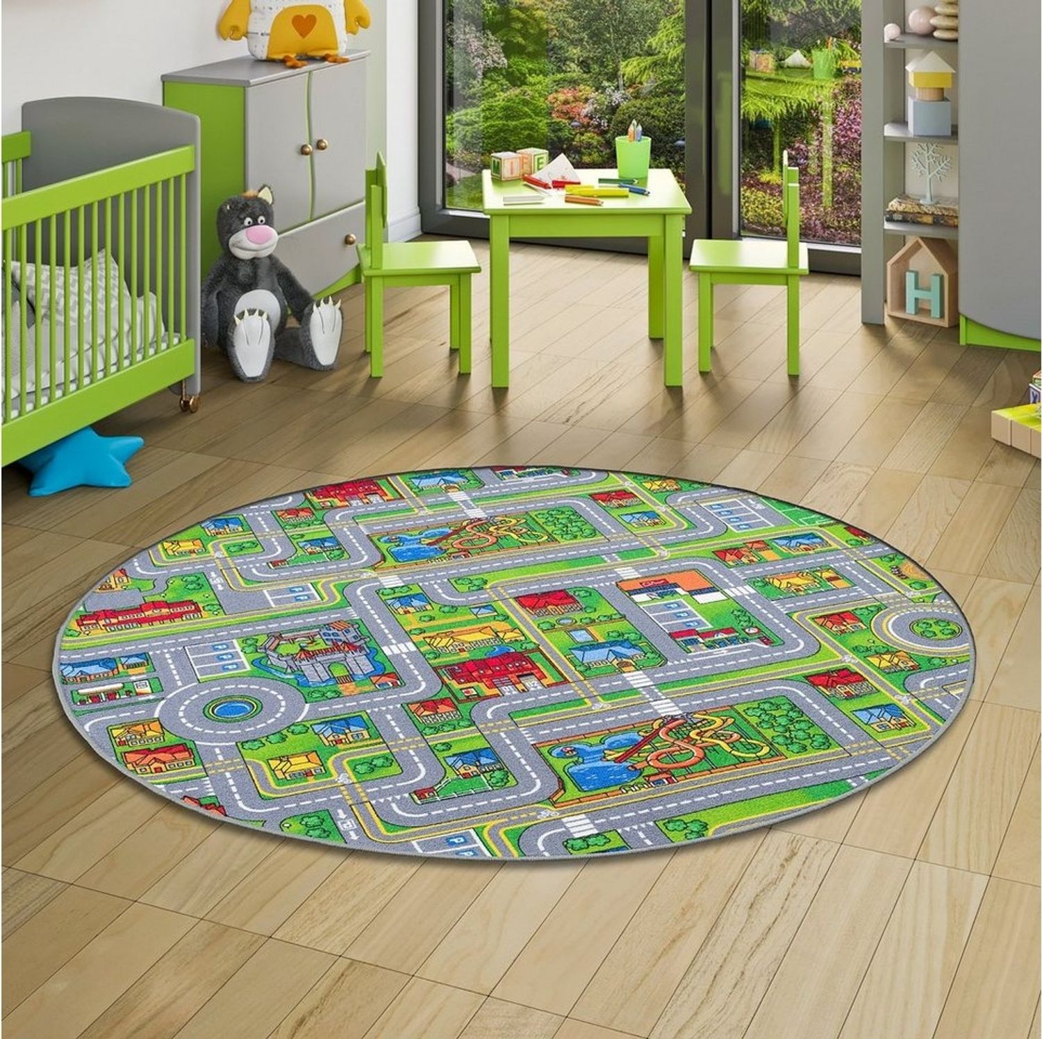 Snapstyle Kinderteppich Kinder Spiel Teppich Abenteuerland Bunt Rund, Rund, Höhe: 4 mm Bild 1