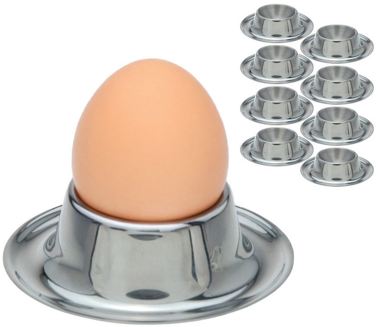Koopman Eierbecher Edelstahl Rund 8er Set, (Set, 8-tlg, 8 Eierbecher), Set, Flach, Ø8cm, Lebensmittelecht, Spülmaschinengeeignet Bild 1
