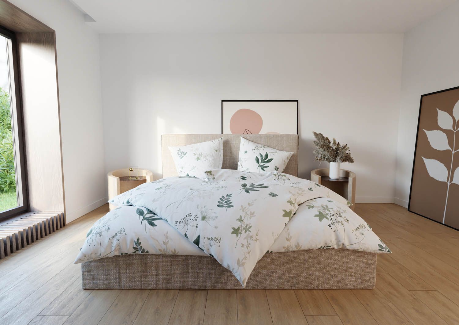 Mako Satin Bettwäsche Wildflowers 200x200 + 2x 80x80 Bild 1
