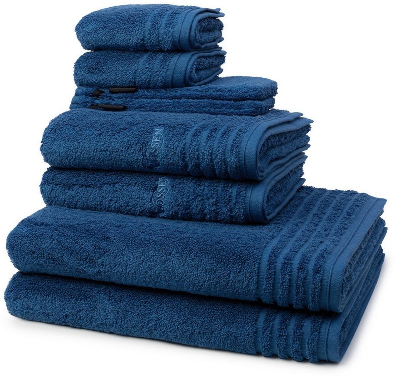 Vossen Vienna Style Supersoft 8 tlg. Frottier-Set - 2 X Handtuch (50 X 100cm), 2 X Duschtuch (67 X 140cm), 2 X Gästetuch (30 X 50cm), 2 X Waschhandschuh (16 X 22cm) - 620 g/m2 - Deep blue Bild 1
