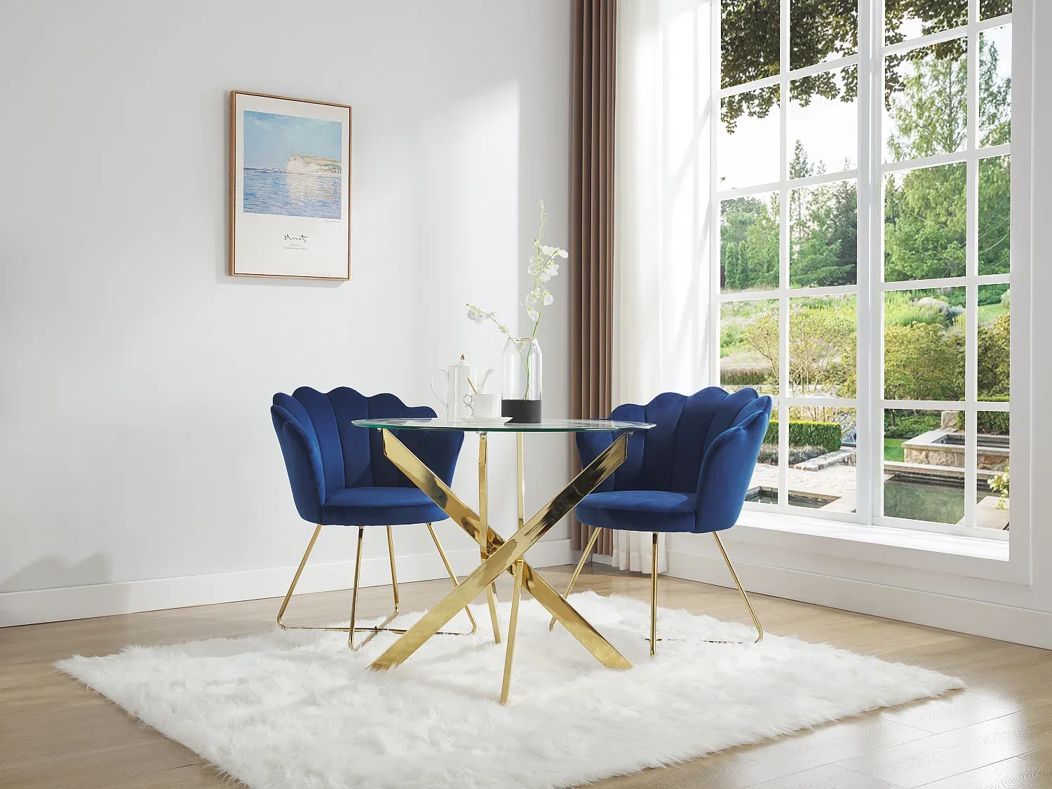 Vente-unique - COSIMA Esstisch Glas TransparentGold - B 90 cm x H 77 cm x L 90 cm Bild 1