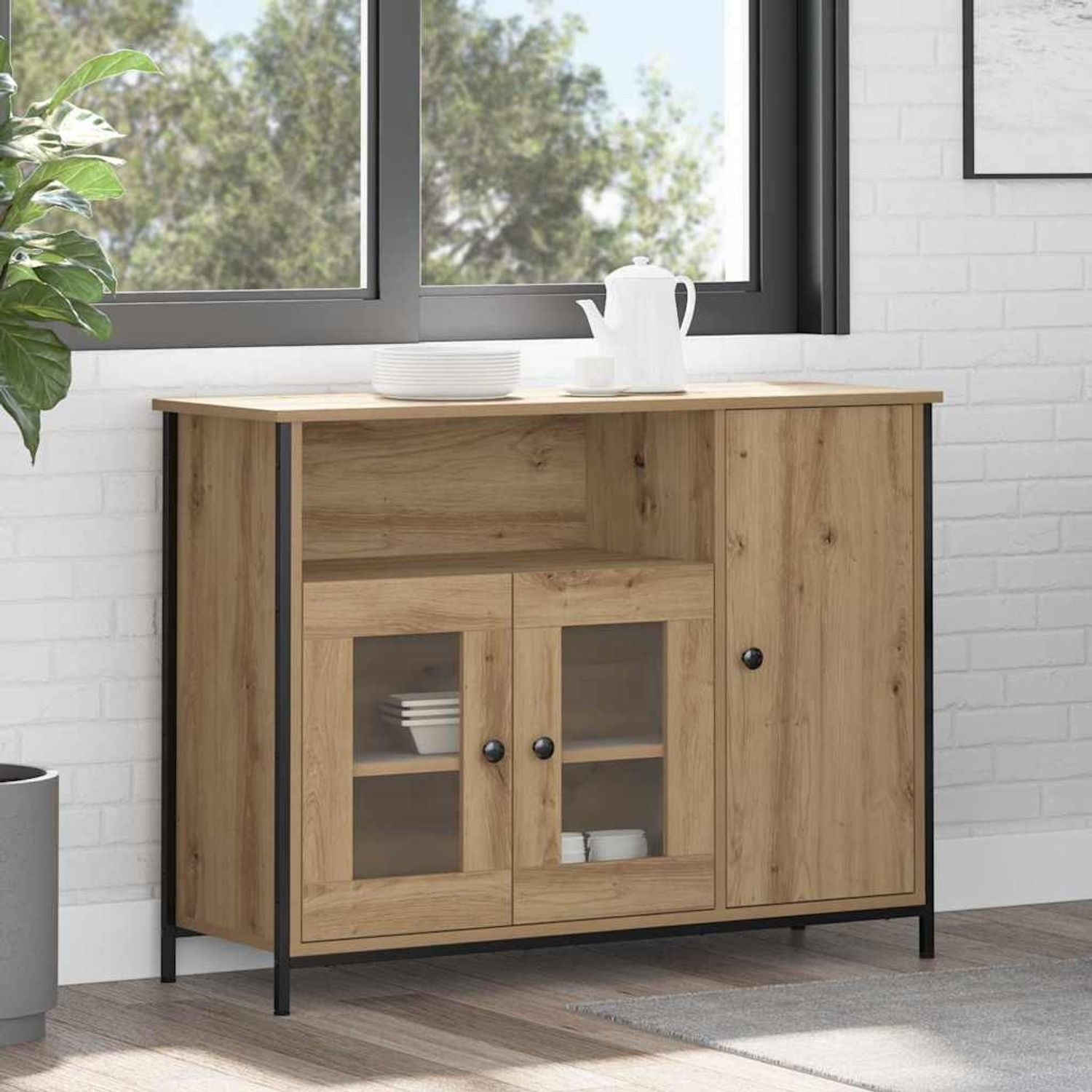 vidaXL Sideboard Artisan-Eiche 100 x 35 x 75 cm 869092 Bild 1