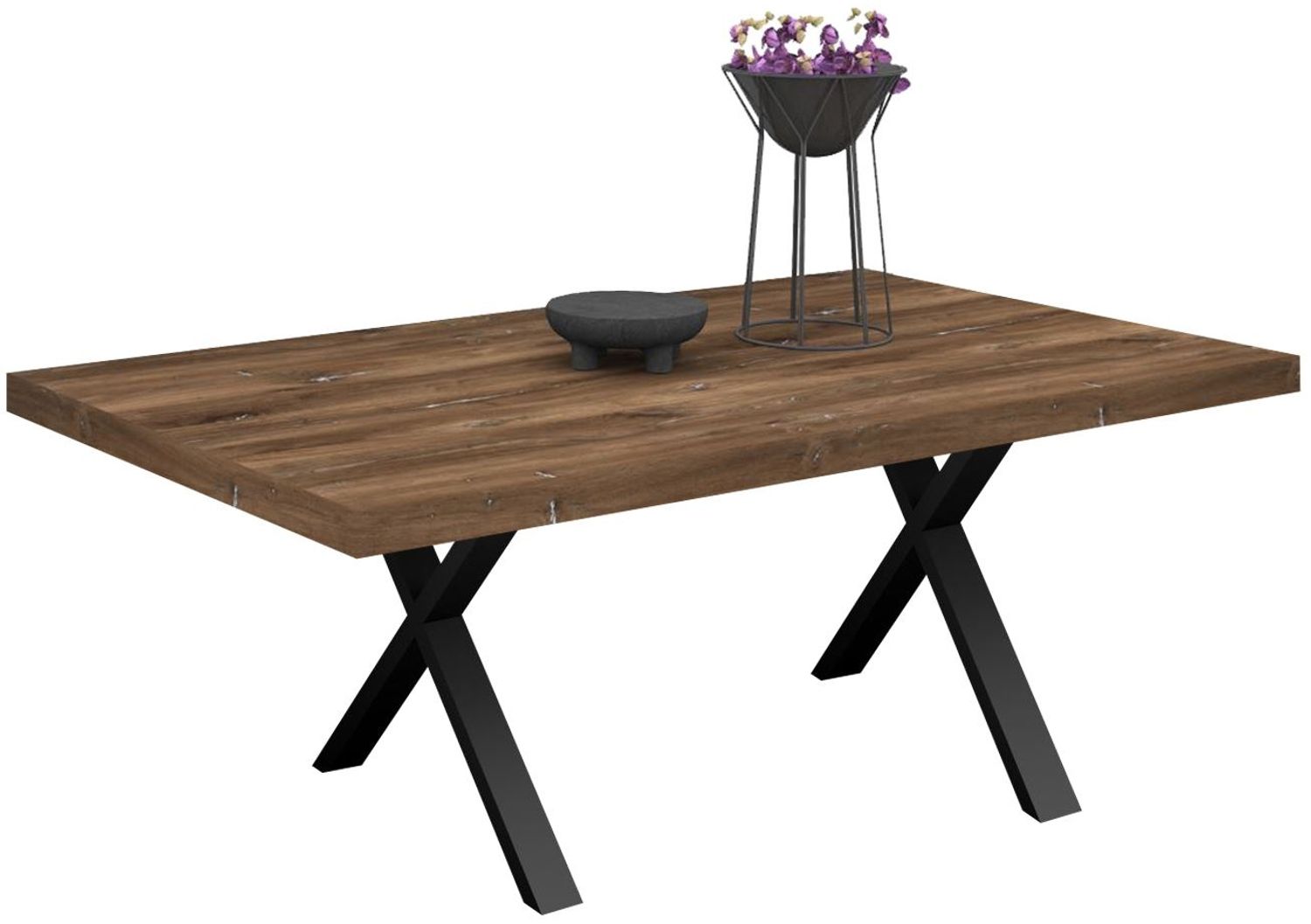Esstisch Elgin 4 175-275x80x100 Metall+Holzwerkstoff Schwarz/Zinneiche Bild 1