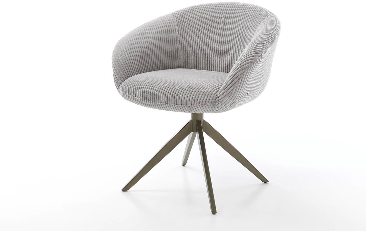 Drehstuhl Vinka-Flex mit Armlehnen Cord Silbergrau Kreuzgestell breit Effektfinish Titan 360° drehbar Taschenfederkern Bild 1