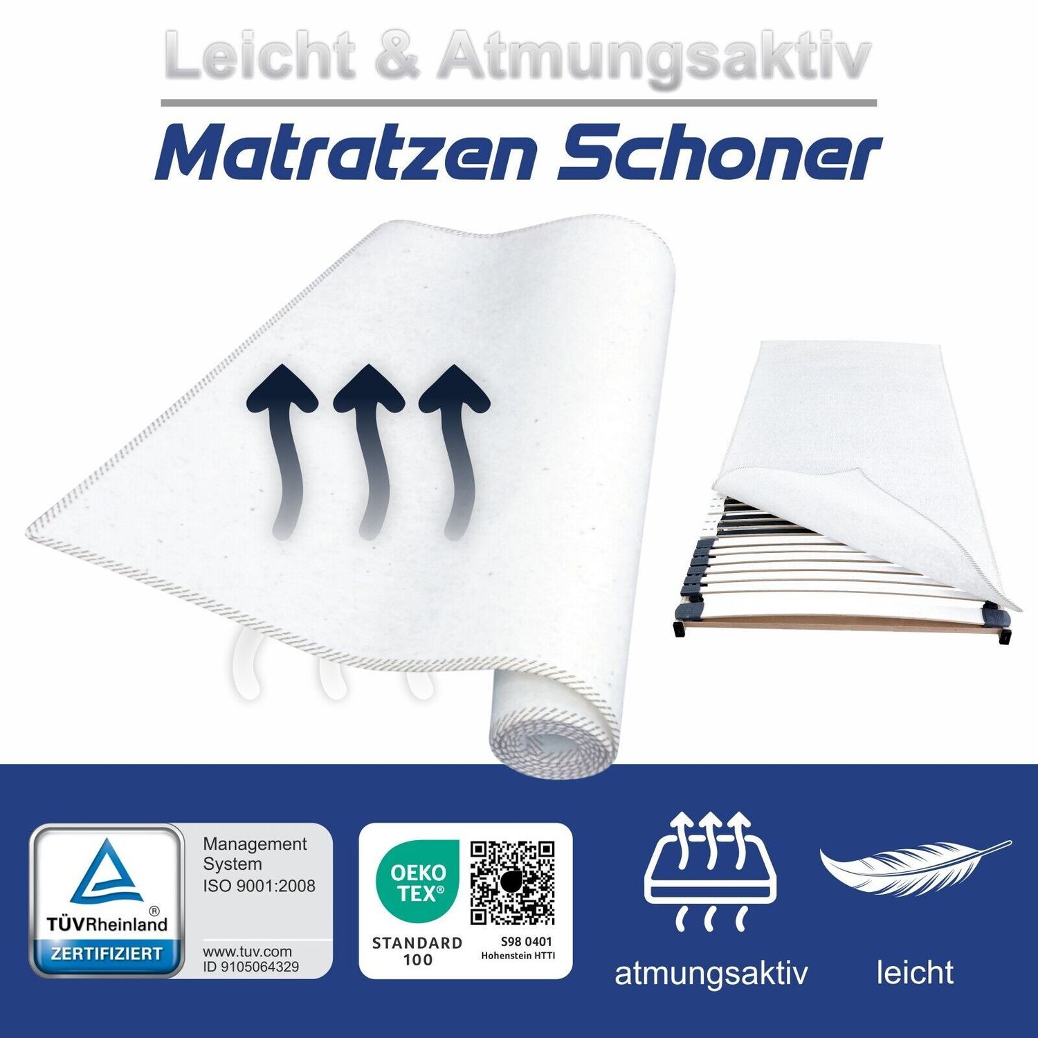 Matratzenschoner, atmungsaktiv, 90x220 cm Bild 1
