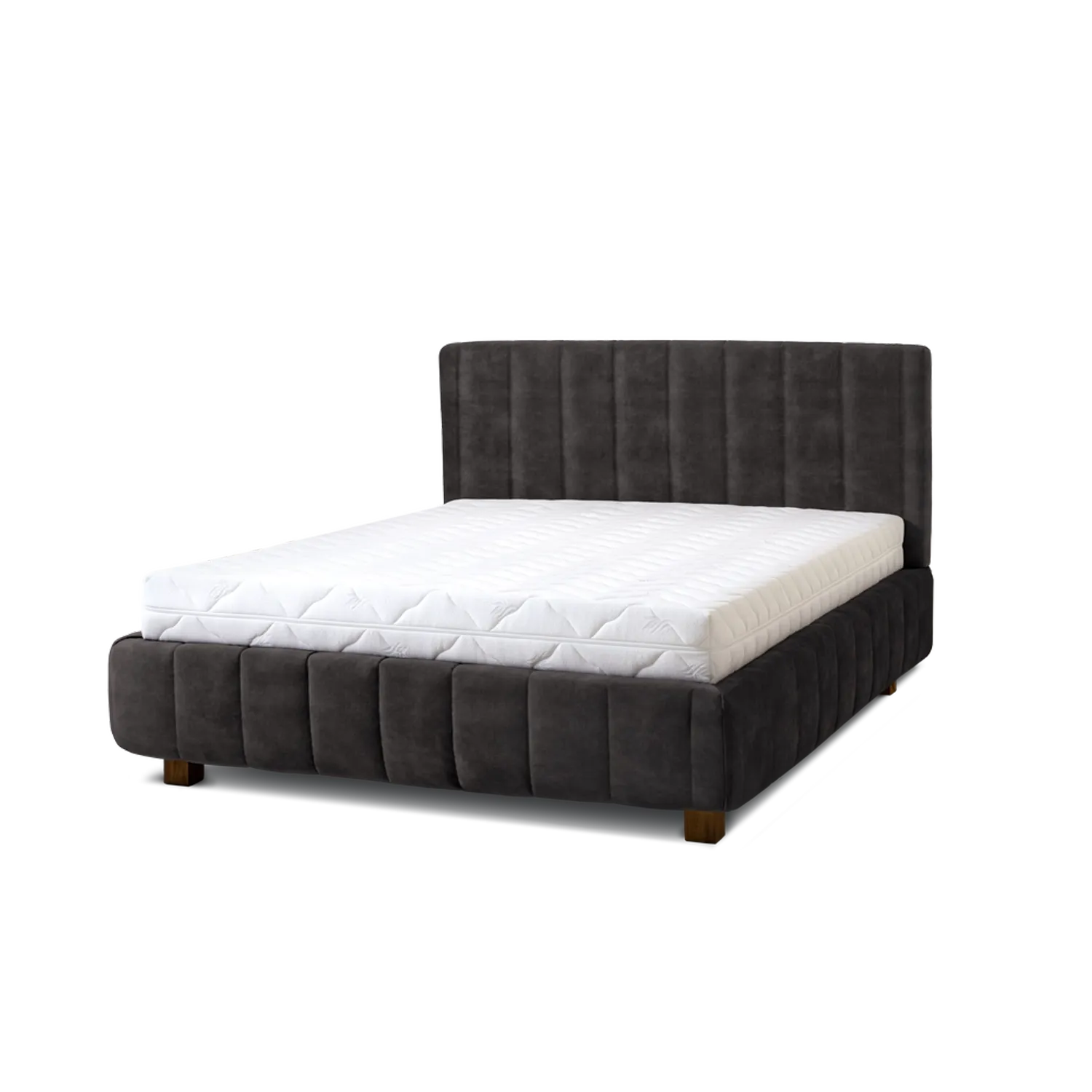 Letti Moderni Polsterbett Calma 160x200 Plüsch Anthracite – Eleganz & Komfort für Ihr Schlafzimmer - 160x200 Bild 1