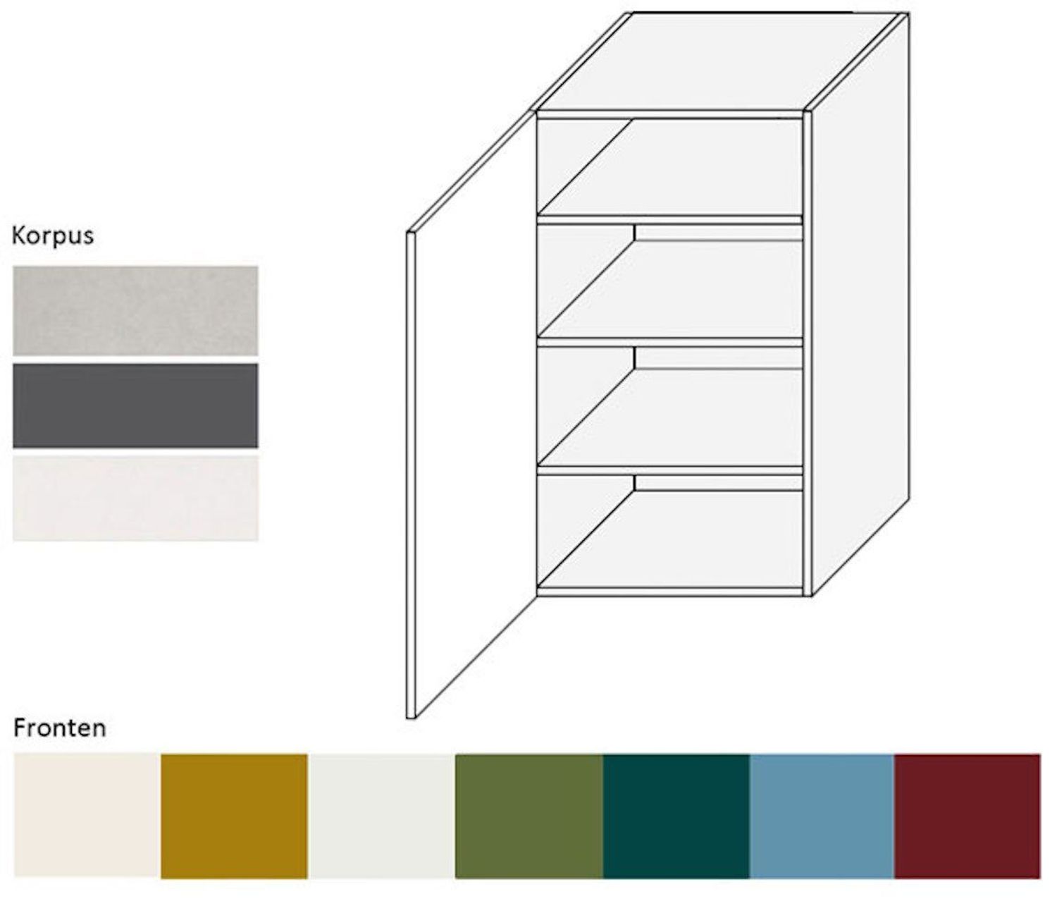 XL Küchenhängeschrank Rimini 50x96cm 1-türig matt Farbe: RAL 1027 currygelb matt / weiß RI-W4/50 Bild 1