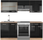 Schwarz Hochglanz/Goldkraft Eiche