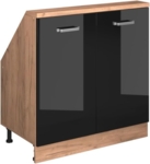 Schwarz Hochglanz/Goldkraft Eiche