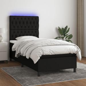 Boxspringbett mit Matratze & LED Stoff Schwarz 80x200 cm, Härtegrad: H2 [3135071]