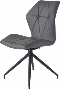 byLIVING Esszimmerstuhl 2er Set IMKE / Kunstleder grau / Gestell Metall schwarz / Sitzschale 360° drehbar / Esszimmerstuhl / Diamanten-Steppung / B 52, H 90,5, T 62 cm