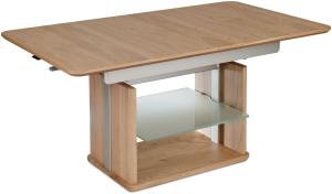 'Caresa' Funktionstisch höhenverstellbar und ausziehbar, Wildeiche massiv, 120(160) x 70x54-73