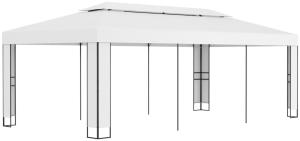 vidaXL Pavillon mit Doppeldach, Stahl/Polyester Weiß, 3x6 m