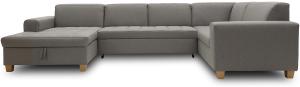 DOMO. collection Sugar Wohnlandschaft, Sofa, Couch, Polstergarnitur, Moderne U-Form, hellgrau, 162 x 333 x 199 cm