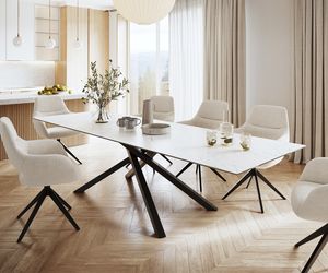 Tischplatte: Weiß (Laminam® Statuarietto); Gestell: Schwarz