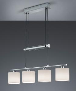 TRIO Leuchten LED Pendelleuchte, Dimmfunktion, LED wechselbar, Warmweiß, Zugpendelleuchten höhenverstellbar, Stoff-lampe hängend, Breite 77cm