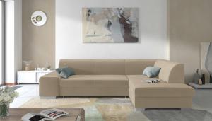 Stylefy Piave Ecksofa Beige Velours KRONOS Rechts