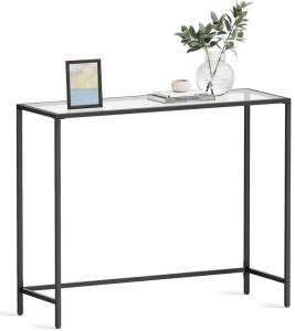 Vasagle Konsolentisch aus Hartglas, verstellbare Füße, Schwarz, 100 x 35 x 80 cm