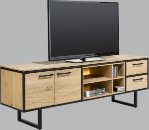 Xooon Lowboard Belo, Eiche furniert Beach Natur, Absatz melamine grau, 180 x 60 x 45 cm (BxHxT)