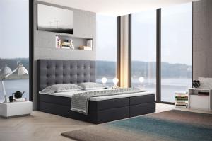 Boxspringbett Schlafzimmerbett TRIANA 180x200 cm in Kunstleder Anthrazit