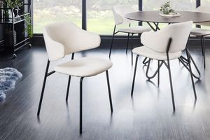 Weiß Bouclé Schwarze Metallbeine