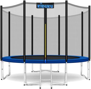 KIDUKU® Trampolin Ø 244 cm Komplettset mit Sicherheitsnetz, Leiter, Randabdeckung, Bodenanker & Zubehör, TÜV Rheinland geprüft, Outdoor Gartentrampolin Kinder-Trampolin