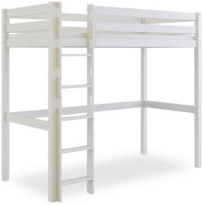 Betten-ABC 'Bubema Mika' Hochbett Buche massiv, natur oder weiß lackiert, 90x200 cm : Buche, Weiß lackiert
