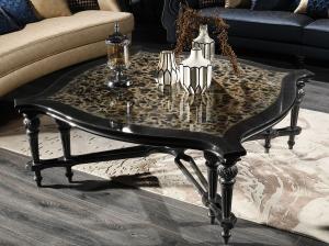 Casa Padrino Luxus Barock Couchtisch Schwarz / Beige / Silber 126 x 126 x H. 50 cm - Wohnzimmer Möbel im Barockstil