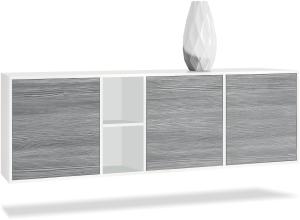 Vladon Kommode Cuba - Weiß matt/Avola-Anthrazit - Modernes Sideboard für Ihr Wohnbereich - (BxHxT) 182x53x35 cm