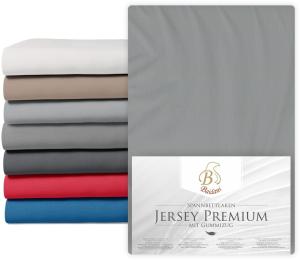 Premium Boxspring Bettlaken Jersey 90x200 Hellgrau