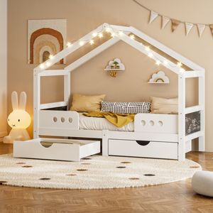 Hausbett mit 2 Schubladen und Kreidetafel