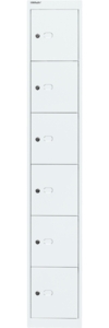 Bisley Schließfachschrank Office, 1 Abteil, 6 Fächer, T 305 mm, Farbe verkehrsweiß