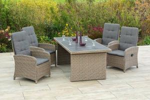 YOURSOL by Merxx Gartenmöbel Set Atrani für 4 Personen mit Tisch 200x100 cm Sitzkissen Steinbeige