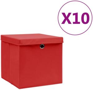 vidaXL Aufbewahrungsboxen mit Deckeln 10 Stk. 28x28x28 cm Rot 325222