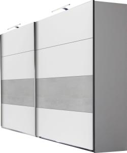 Schwebetürenschrank Kleiderschrank Angie 225x65x210cm weiß beton lichtgrau