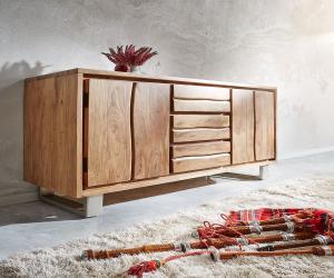 Sideboard Live-Edge 170 cm Akazie natur 3 Schübe 4 Türen