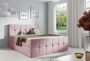 Boxspringbett Schlafzimmerbett CARMEN LUX 120x200 cm Stoff Inari Rose