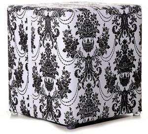 SITZHOCKER CLUBHOCKER SITZWÜRFEL Royal STOFF HOCKER MIT ORNAMENTEN 34x31x31cm