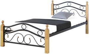 Homestyle4u Metallbett inkl. Lattenrost, Metall schwarz, 90x200 cm