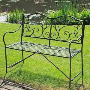 Gartenbank VESUV mit Armlehne & Verzierungen