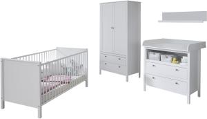 Trendteam 'Ole' 4-tlg. Babyzimmer-Set weiß, inkl. Bett, Wickelkommode, Kleiderschrank und Wandregal