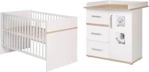 roba Kindermöbelset 'Pia' - 2-teilig - Kinderbett 70 x 140 cm - mit Wickelansatz - Weiß / San Remo