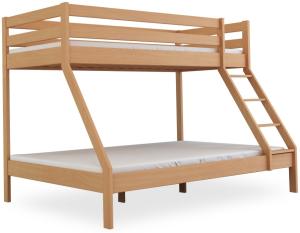 Bubema Maxi Kinder Etagenbett / Hochbett, Buche massiv, natur oder weiß lackiert : Natur lackiert
