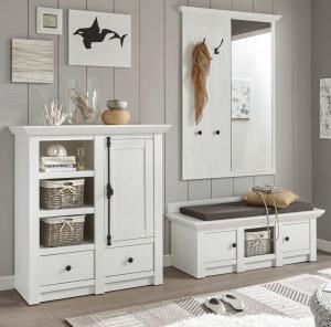 Garderobe Hooge in Pinie weiß Set 3-tlg. 239 x 206 cm