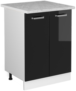 Vicco Küchenunterschrank Schwarz Hochglanz 60 cm , AP Marmor, R-Line