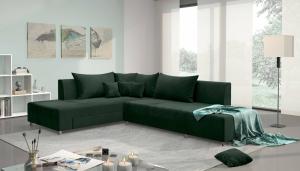 Stylefy Livia Ecksofa Dunkelgrün Velours