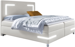 Boxspringbett Leleni LED, Weiß, 160x200 cm