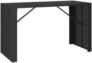 vidaXL Bartisch mit Glasplatte Schwarz 185x80x110 cm Poly Rattan 362600